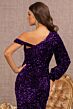Elizabeth K GL3159 Split Bishop Sleeve Asymmetric Sequin Dress