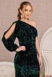 Elizabeth K GL3159 Split Bishop Sleeve Asymmetric Sequin Dress