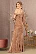 Elizabeth K GL3159 Split Bishop Sleeve Asymmetric Sequin Dress