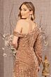 Elizabeth K GL3159 Split Bishop Sleeve Asymmetric Sequin Dress