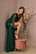 GLS by Gloria GL3160 Feather Cuff Beaded One-Shoulder Dress