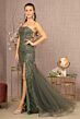 GLS by Gloria GL3161 Godet Skirt One Shoulder Lace-Up Dress
