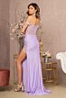Elizabeth K GL3162 Side Slit Floral Corset Glitter Dress