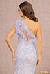 GLS by Gloria GL3165 Feather Back One Shoulder Sequin Dress