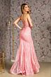 GLS by Gloria GL3201 Plunging Neckline Lace-Up Glitter Dress