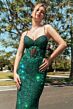 GLS by Gloria GL3217 Illusion Side Slits Corset Top Dress