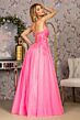GLS by Gloria GL3218 Floral Corset Lace-Up Glitter Dress