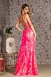 GLS by Gloria GL3219 High Slit Floral Sequin Corset Dress