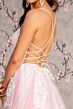 GLS by Gloria GL3249 Slit Skirt Illusion Corset Lace-Up Dress
