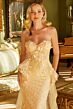 GLS by Gloria GL3256 Strapless Floral Sheer Overskirt Dress