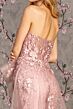 GLS by Gloria GL3257 Sheer Overskirt Floral Sweetheart Neck Dress