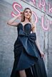 GLS by Gloria GL3272 Bow Applique Asymmetrical Neckline Dress