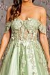 GLS by Gloria GL3296 Embroidered Corset Off The Shoulder Dress