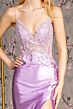 GLS by Gloria GL3330 Floral Corset Slit Skirt V-Back Dress