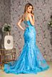 GLS by Gloria GL3333 Plunging Neckline Floral Embroidery Dress