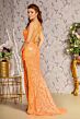 GLS by Gloria GL3376 Fringe Slit Lace-Up Back Sequin Dress