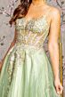 GLS by Gloria GL3377 Illusion Corset Lace-Up Back Glitter Dress