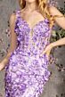 GLS by Gloria GL3410 Bare Back 3D Floral Glitter Dress