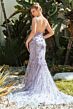 GLS by Gloria GL3410 Bare Back 3D Floral Glitter Dress