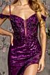 GLS by Gloria GL3436 Cutaway Slit Floral Corset Sequin Dress