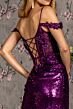 GLS by Gloria GL3436 Cutaway Slit Floral Corset Sequin Dress
