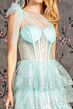 GLS by Gloria GL3454 Ruffle Skirt Tie Strap Glitter Dress