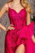 GLS by Gloria GL3459 Side Skirt High Slit Corset Dress