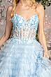 GLS by Gloria GL3464 Ruffle Skirt Embroidered Corset Dress