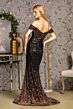 GLS by Gloria GL3496 Beaded Off-The-Shoulder Ruffle Overskirt Dress