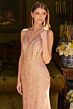 GLS by Gloria GL3586 Plunging Neckline Geometric Glitter Dress