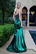 Elizabeth K GL3598 Draped Neckline Strapless Metallic Dress
