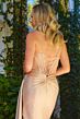 Elizabeth K GL3613 Side Tail Illusion Corset Lace-Up Dress