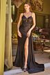 Elizabeth K GL3613 Side Tail Illusion Corset Lace-Up Dress