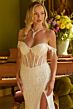 Elizabeth K GL3620 High Slit Illusion Corset Glitter Dress