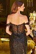 Elizabeth K GL3620 High Slit Illusion Corset Glitter Dress