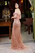 Elizabeth K GL3620 High Slit Illusion Corset Glitter Dress