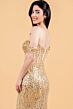 Elizabeth K GL3620 High Slit Illusion Corset Glitter Dress