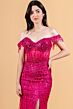 Elizabeth K GL3620 High Slit Illusion Corset Glitter Dress