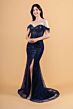 Elizabeth K GL3620 High Slit Illusion Corset Glitter Dress