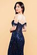 Elizabeth K GL3620 High Slit Illusion Corset Glitter Dress