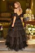 GLS by Gloria GL3626 Ruffle Skirt Detachable Sleeves Corset Dress