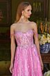 Elizabeth K GL3628 Off The Shoulder Corset Floral Glitter Dress