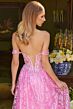 Elizabeth K GL3628 Off The Shoulder Corset Floral Glitter Dress
