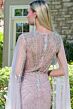 Elizabeth K GL3664 Cape Sleeve Embellished Dusty Rose Dress