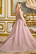 Elizabeth K GL3668 Dusty Rose Peak-A-Boo Neckline with Overskirt Dress