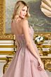 Elizabeth K GL3668 Dusty Rose Peak-A-Boo Neckline with Overskirt Dress