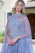 Elizabeth K GL3669 Halter Neckline Cape Sleeve Dusty Blue Dress