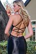 Elizabeth K GL3678 Black Plunging Neckline Spaghetti Strap Dress