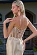 Elizabeth K GL3679 High Slit Strapless Lace-Up Dress