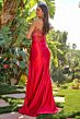 Elizabeth K GL3679 High Slit Strapless Lace-Up Dress